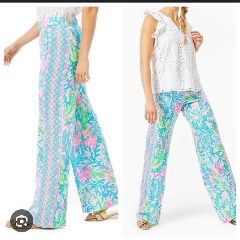 Lilly Pulitzer Bal Harbour Coral Bay Palazzo Pants XS